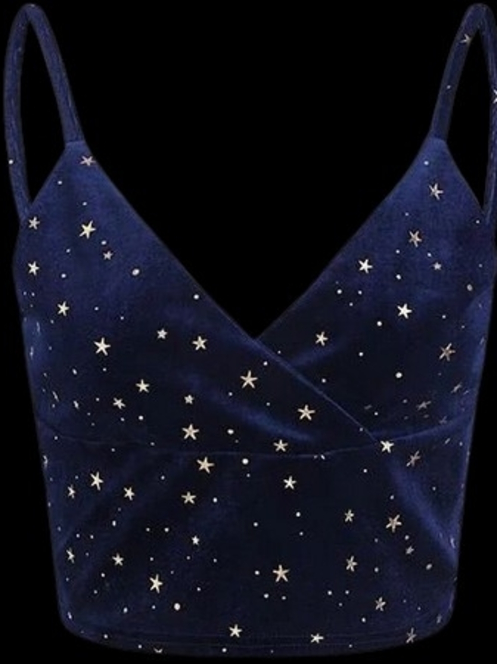 ROMWE Navy Velvet Star-Embellished Cami